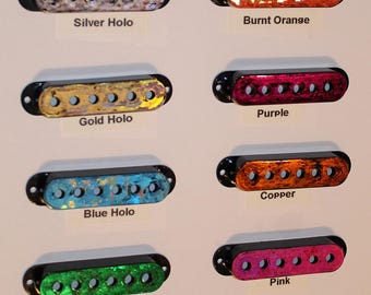 1 Custom Color Pickup Cover Single Coil w/ Holes Black Plastic Unique 48mm 50mm or 52mm