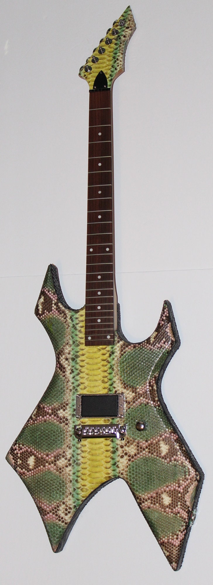 B.C. Rich Warlock Custom Real Snakeskin AS-IS Project 24 New Frets  