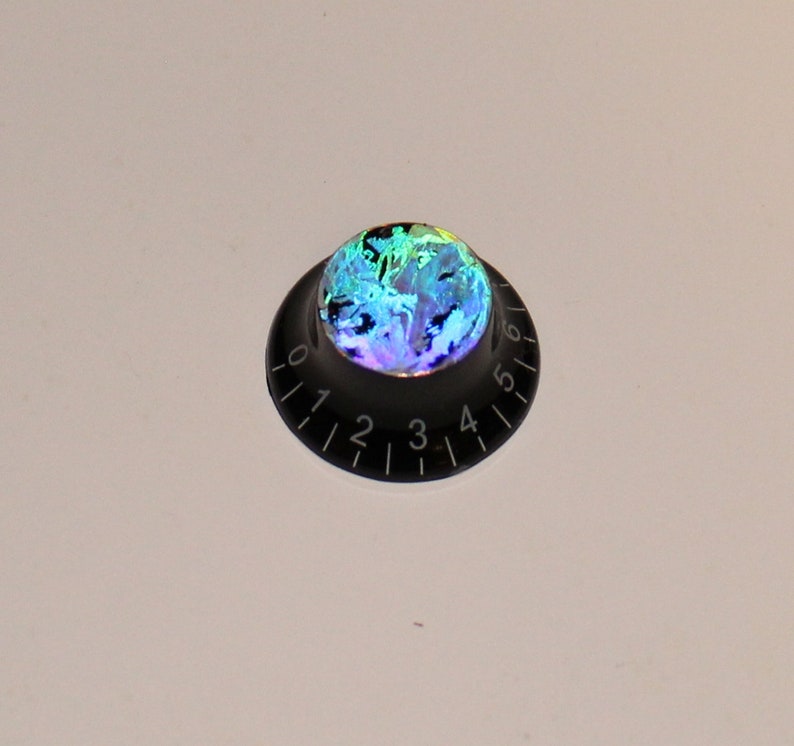 1 Custom Guitar Top Hat Bell Knob Fender Strat Style Black W/ White