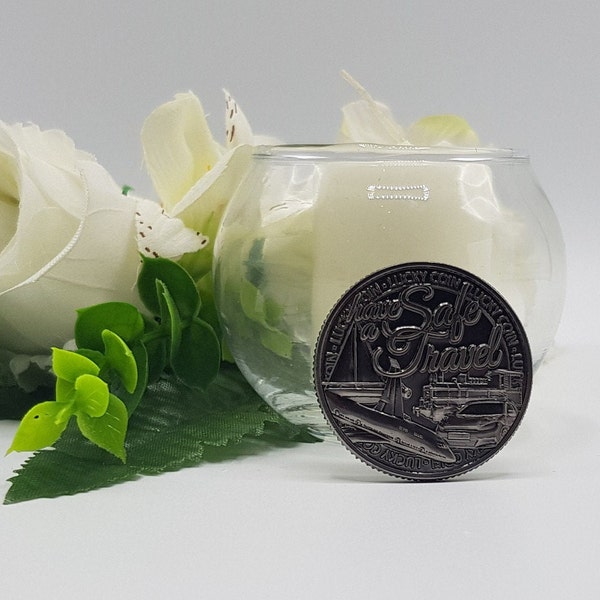 Safe Travel Protection Coin engraved with message, sentimental gift, good luck coin, keepsake gift, cherished with love gift