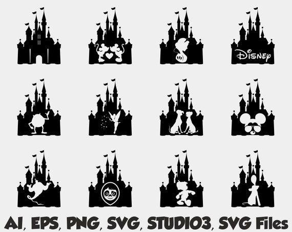 Download 51 Disney Castle Silhouettes SVG Cut Files vector clip | Etsy