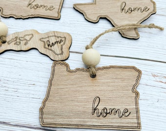 Home State Christmas ornaments, Gift for Family, Wooden Decor