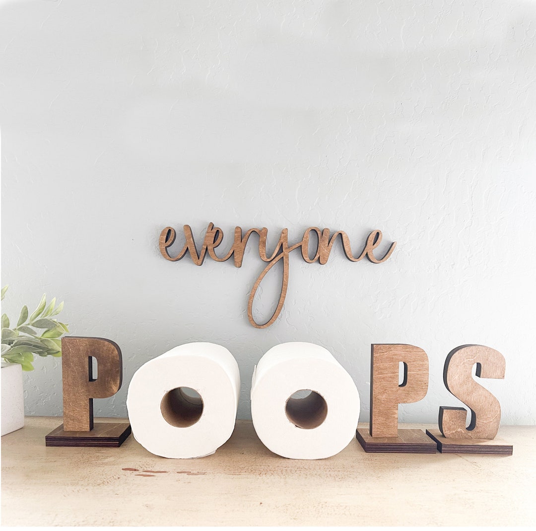Everyone Poops Bathroom Wall Art, Hilarious Wooden Home Decor, Rustic