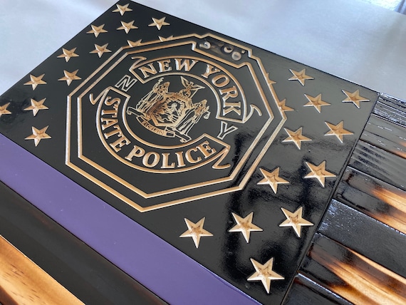 New York State Police  (BADGE) Thin PURPLE Line Flag