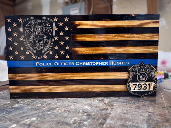 Suffolk County Police Thin Blue Line Flag