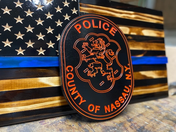 Nassau County Police Patch Engraved (Black/Orange)