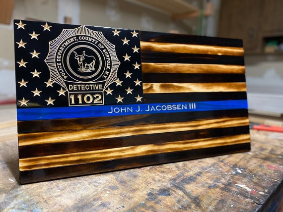 Suffolk County Police Detective (BADGE) Thin Blue Line Flag