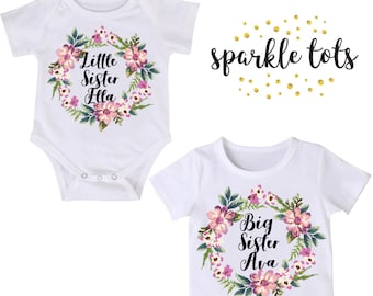 Big Sister Little Sister, Matching Sister Outfits, Big Sister Outfit, Personalized Sister Outfit, Little Sister Reveal, Boho Baby Shower