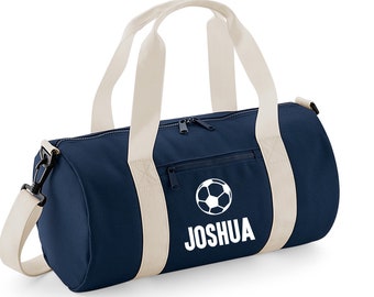 Personalised Football Bag, Kids School PE Sports Gym Shoe Kit Bag, Personalised Name Football Soccer Kit Sports Holdall Bag, Gifts for boys