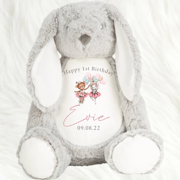 gifts for 1 year old, 1st Birthday Bunny, First birthday Teddy, 1st Birthday Gifts, Girls birthday gift, Personalised gifts for her UK