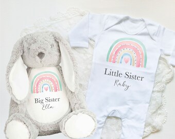 Personalised Big Sister Gift, Little Sister gift set, Big Sister Announcement, Big Sister Teddy, Soft Toy, Baby Gift, Baby shower gift UK