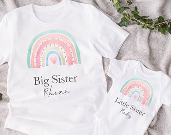 Rainbow Big Sister Little Sister, Matching Sibling Outfits, Big Sister Outfit, Big Sis, little brother outfit,Baby Shower gifts, New baby UK