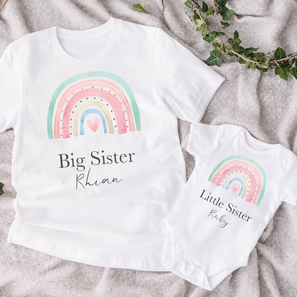 Rainbow Big Sister Little Sister, Matching Sibling Outfits, Big Sister Outfit, Big Sis, little brother outfit,Baby Shower gifts, New baby UK