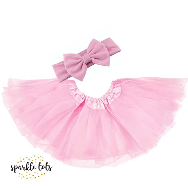 Girls Baby Pink Tutu Skirt - Pink tutu + matching pink headband - Newborn - 5 Years - Pink Tutu - cake smash - photoshoot - baby photoshoot