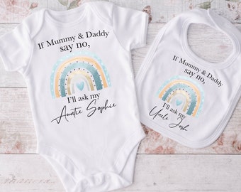 PERSONALISED If Mummy and Daddy Say No I'll Ask Vest baby grow, baby gift, Uncle gift, Auntie gift, baby gift, baby bodysuit, Funny gift UK