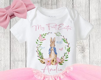 Baby Girl Easter Outfit, Pink Bunny Outfit, My 1st Easter Baby Grow Vest or T-Shirt, Tutu Set, Easter gifts for her for baby girl girls gift