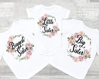 big sister little sister outfits, big sister t shirt, big sister announcement shirt, little sister baby grow