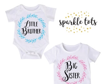 Little brother big sister shirts, Matching sister brother Outfits, little brother baby grow, big sister shirt, Sibling shirts, baby shower