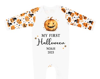 Personalised First Halloween Baby Romper Baby Halloween sleepsuit Halloween Costume for baby Gift Personalised First Halloween Sleepsuit UK