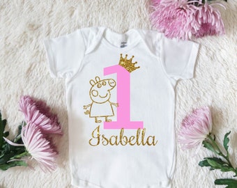 Peppa Pig Inspired Birthday Vest, t-shirt d’anniversaire, tenue d’anniversaire, haut d’anniversaire pour tout âge, tenue d’anniversaire pour filles,