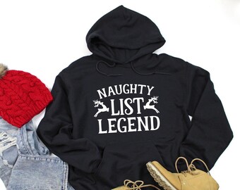 Kids Christmas jumper funny Christmas jumpers for kids Naughty list legend hoodie UK girls boys xmas Christmas shirt Christmas gift