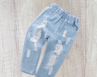 White ripped jeans 2024 for little girl