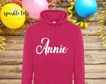 Girls personalised name hoodie, personalised girls gift, girls Christmas gift, Christmas presents for girls, personalized gifts for girls