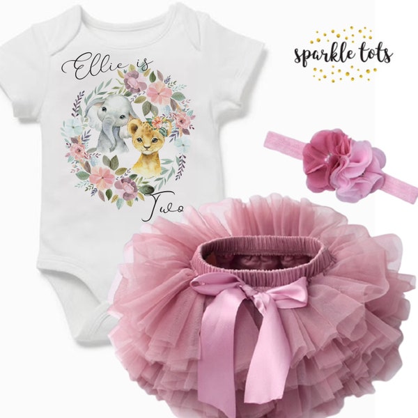 Wild One Birthday Girl Outfit Jungle Baby Girl 1st Birthday Shirt Animal Safari Birthday Two Wild Birthday Wild and Three Smash Cake Outfit