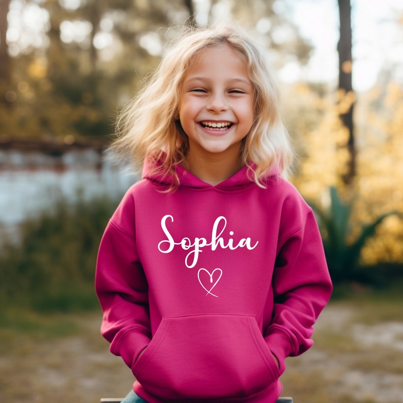 Personalisierter Kinder Hoodie, Mädchen Hoodie, Sweatshirt mit Name, Kinder personalisierter Hoodie, personalisiertes Geschenk für sie, Teenager-Mädchen UK Bild 1