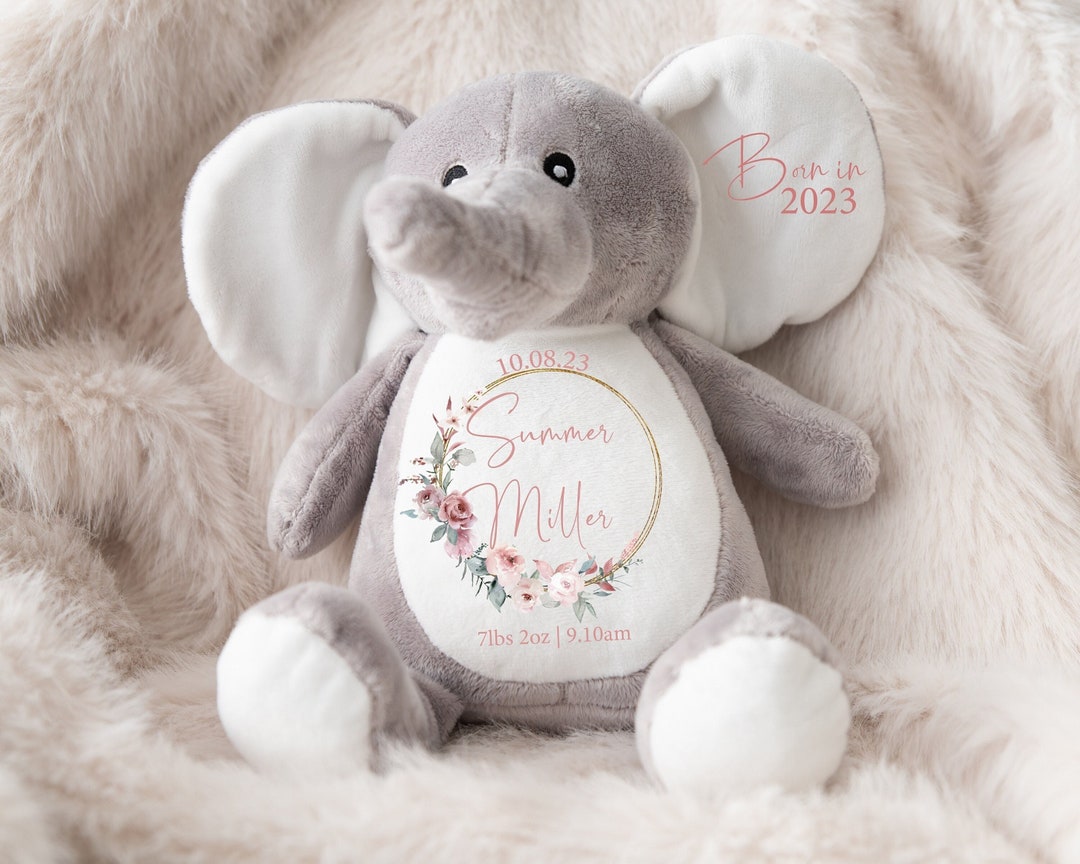 Personalised Elephant Teddy, Personalised Gift, Gift for Baby, Newborn Baby Gift, Luxury Baby