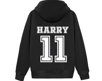 Custom football number name Hoodie, personalised text and player number Hoodie, Any name, Gym hoodie, Birthday hoodie, sweatshirt, jumper