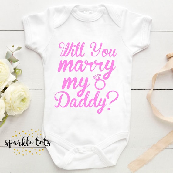 Marriage Proposal Bodysuit /"Will You Marry My Mummy?/" Baby Babygrow Wedding Ring