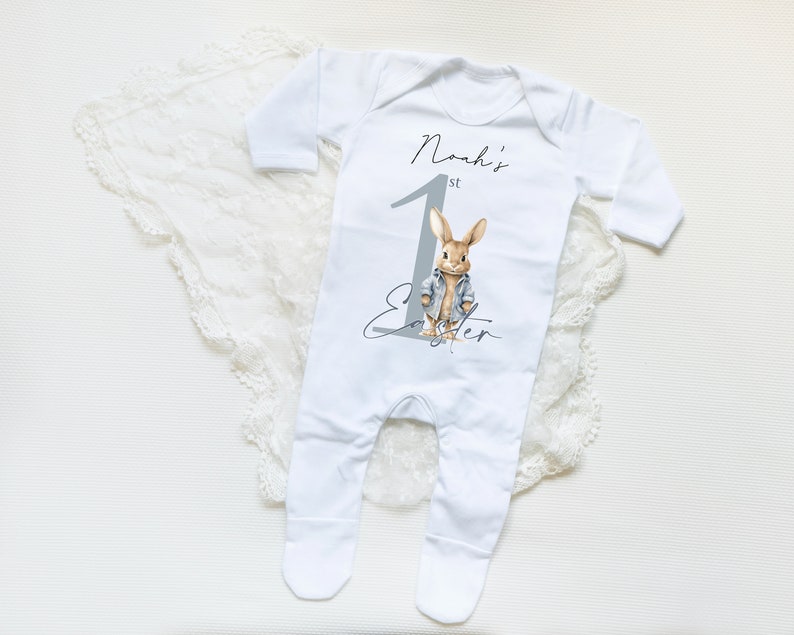 Easter Babygrow, 1st Easter, My First Easter, Babies first Easter sleepsuit, Easter baby outfit, New baby gift image 3