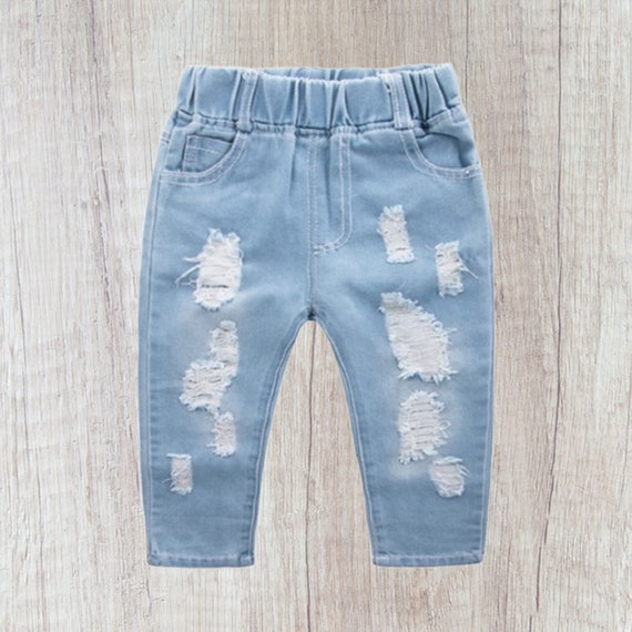 Baby Girls or Boys Ripped Jeans, Distressed Toddler Jeans, Unisex Boys Girls  Jeans, Denim Baby Pants, Cute Denim Jeans, Sized 1-2, 2-3, 3-4 -   Denmark