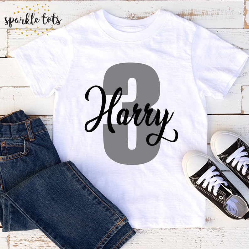 Uk 2 Aged 2-3 Years Tshirt Outfit Top Personalised 2nd Birthday Boys Glitter