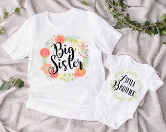 Little brother big sister shirts - Matching sister brother outfits - sibling shirts - little brother baby grow - baby shower gifts