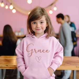 Personalisierter Kinder Hoodie, Mädchen Hoodie, Sweatshirt mit Name, Kinder personalisierter Hoodie, personalisiertes Geschenk für sie, Teenager-Mädchen UK Bild 2
