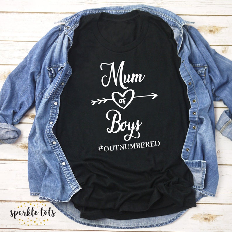 Mum of Boys Outnumbered T Shirt, Mum T Shirt, Warrior Mum, Cute Mum Shirt, Outnumber by Boys, Mama of Boys, Mom of Boys, Mother's day gift image 1