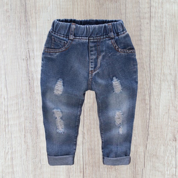 Baby Boy Ripped Jeans, Distressed Toddler Jeans, Unisex Boys Girls