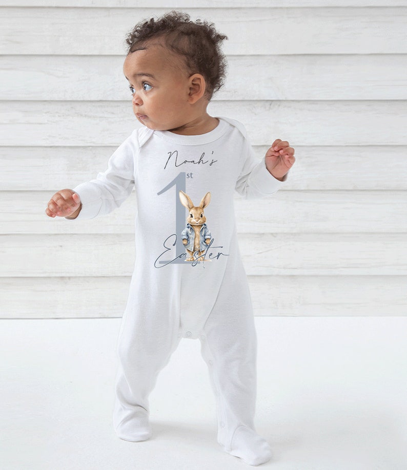 Easter Babygrow, 1st Easter, My First Easter, Babies first Easter sleepsuit, Easter baby outfit, New baby gift image 1