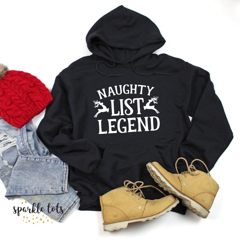 Kids Christmas jumper funny Christmas jumpers for kids Naughty list legend hoodie UK girls boys xmas Christmas shirt Christmas gift