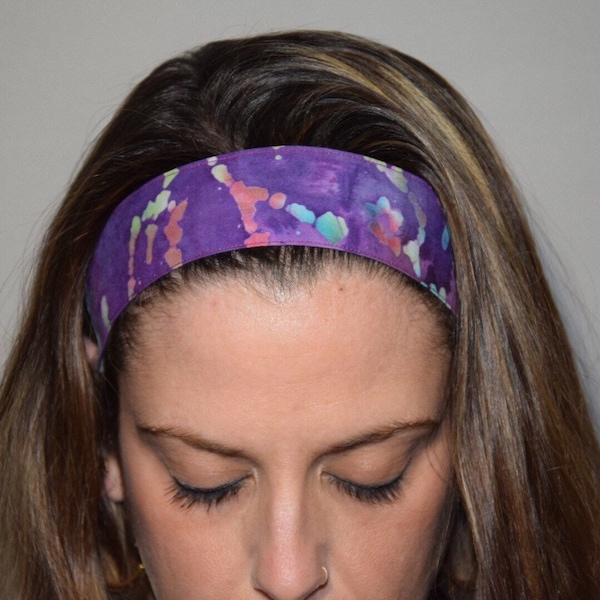 Funky Purple Batik Adjustable Headband