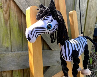 Zebra Zoe - Animal Puppet Soft Toy Felt, Handmade Gift For Kids, Educational Toy, Marionette, Kids, Present