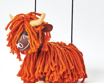 Highland Cow Moraq - Animal Toy Puppet, Moving Toy, For Kids, Gift, Soft Toy, Educational, Handmade