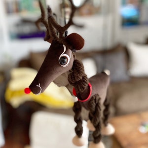 Rudolph Red Nosed Reindeer, Animal, Toy, Puppet, Soft Toy, Marionette, For Kids, Educational, Toys, Velvet, Brown, Mink, Deer, Christmas image 2