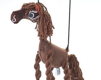 Cheval Johny-Animal Soft Toy Felt Puppet, Peluches, Cadeau fait à la main pour les enfants, Jouets éducatifs, Jouets d’apprentissage créatifs, Marionnette pour enfants