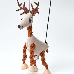 Deer Robin, Animal, Toy, Puppet, Deer, Soft Toy, Marionette, Puppets, Velvet, Playful, Handmade, Craft, Gift for kids, Original Toy