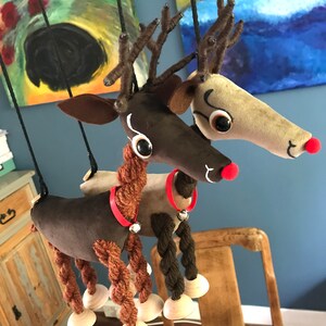 Rudolph Red Nosed Reindeer, Animal, Toy, Puppet, Soft Toy, Marionette, For Kids, Educational, Toys, Velvet, Brown, Mink, Deer, Christmas image 5