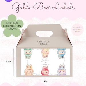 Labubu Inspired Big Into Energy Gable Box Label Template | Labubu Gable Box | Labubu Birthday | Digital Download | Gable Box Label Template