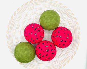 Handmade Watermelon Rag Ball Bowl Fillers, Decorative Fabric balls for Bowls - Set of 5